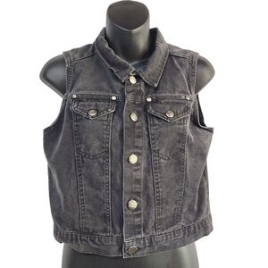 Harley-Davidson Women's Black Denim Jacket Vest Cowboy Carter